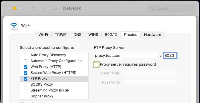 Proxy Server Requires Password